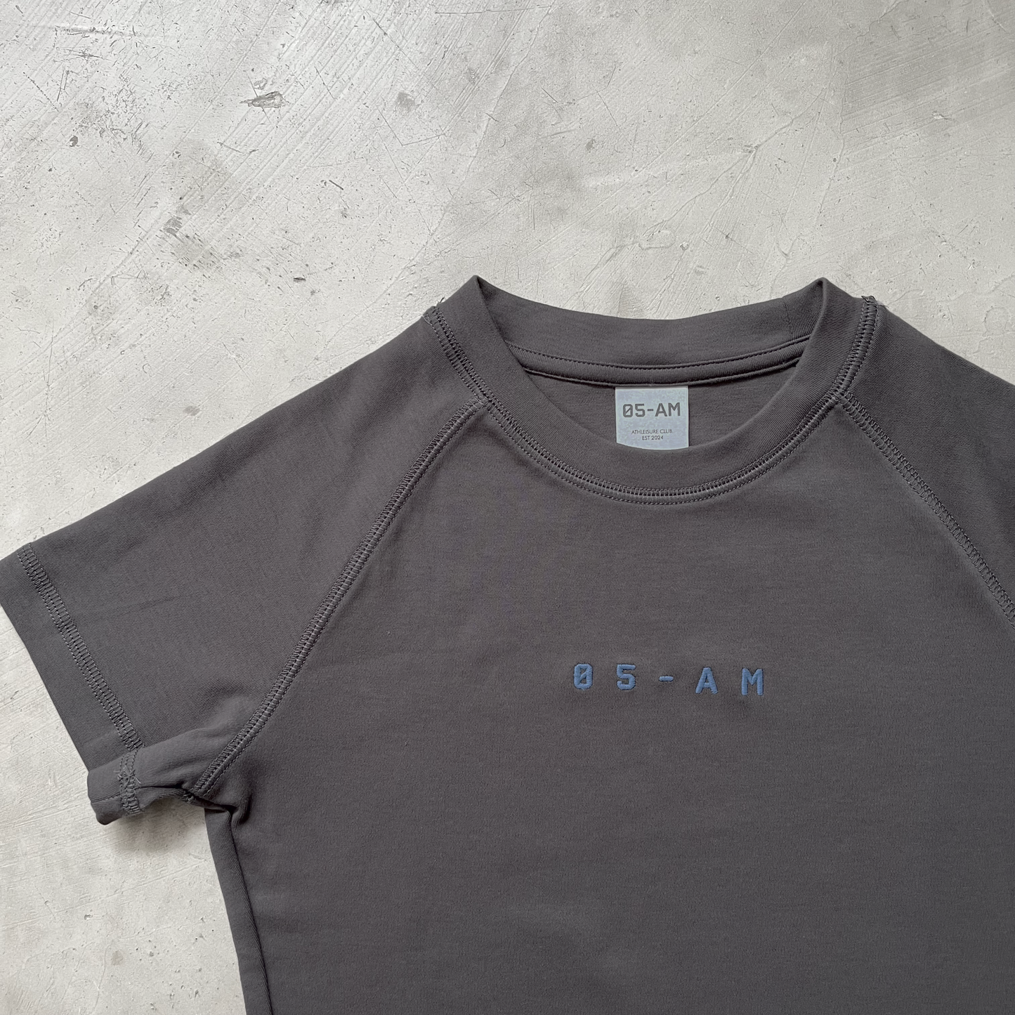 05-AM Dark Grey Raglan Baby Tee