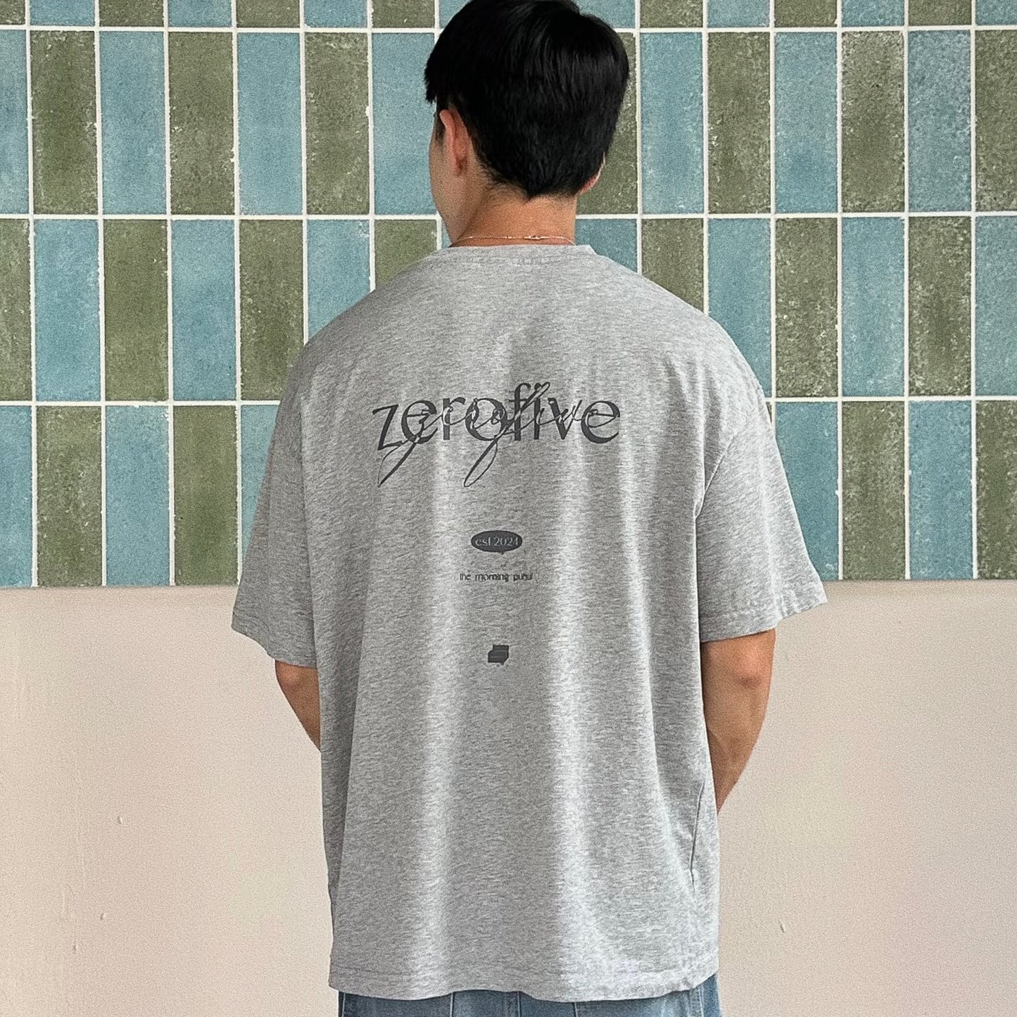 05-AM Script Collection Oversized T-Shirt in Ash