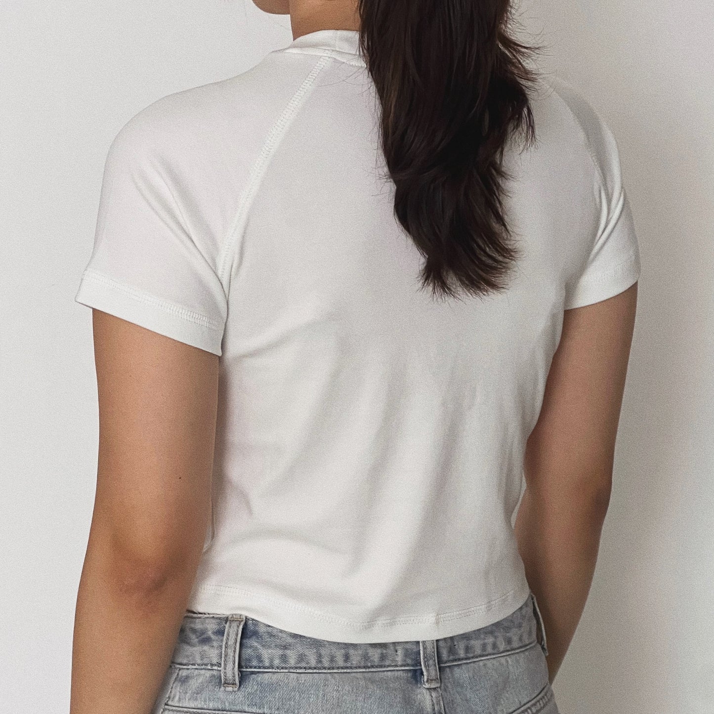 05-AM White Raglan Baby Tee