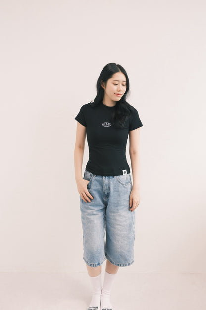Zerofive Fitted Baby Tee in Jet Black