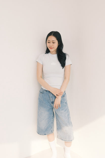 Zerofive Fitted Baby Tee in Pastel Blue