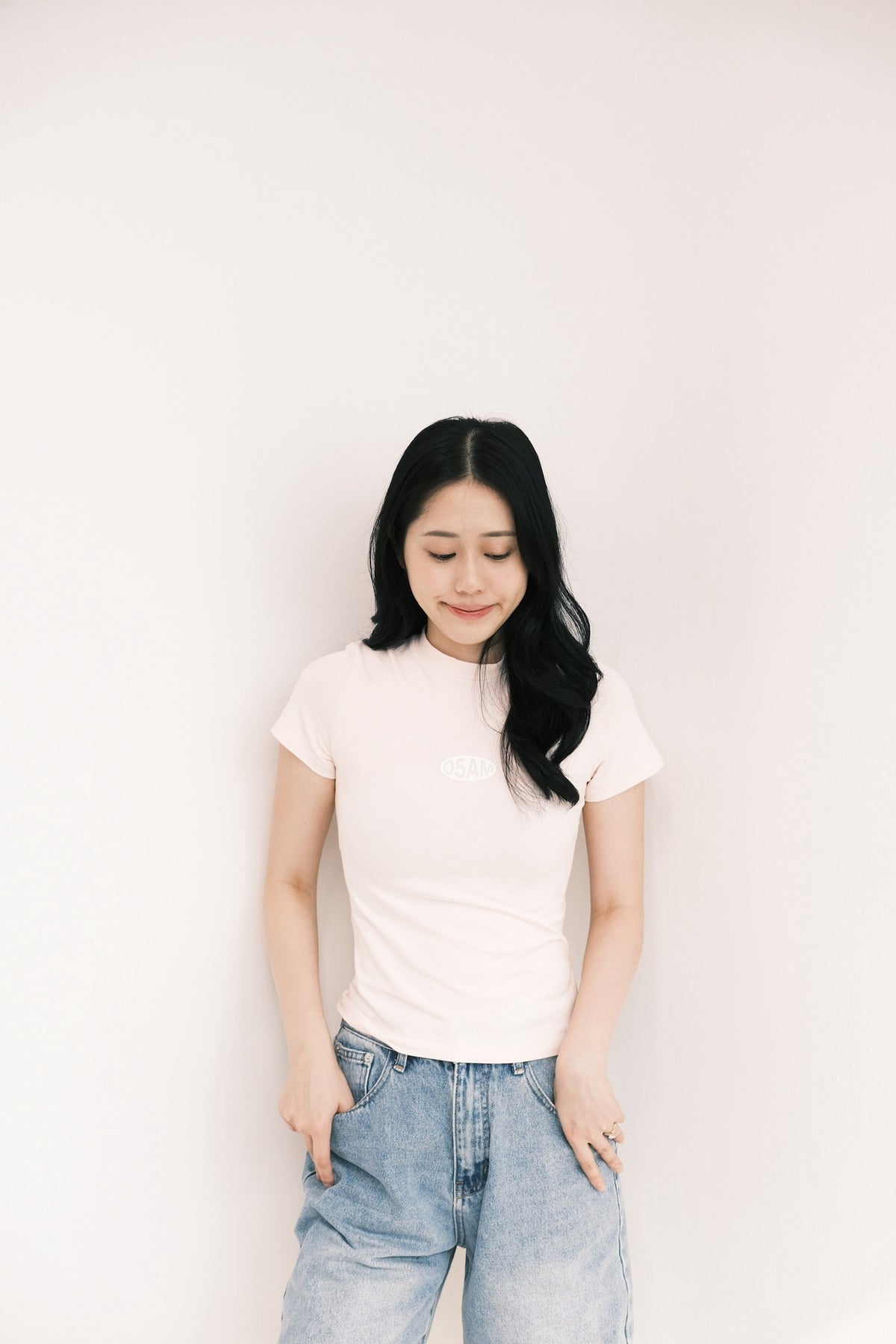 Zerofive Fitted Baby Tee in Pastel Pink