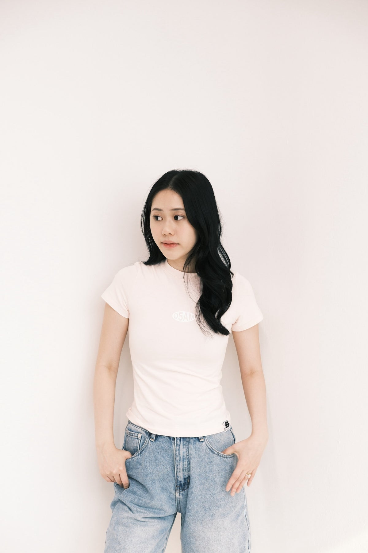 Zerofive Fitted Baby Tee in Pastel Pink
