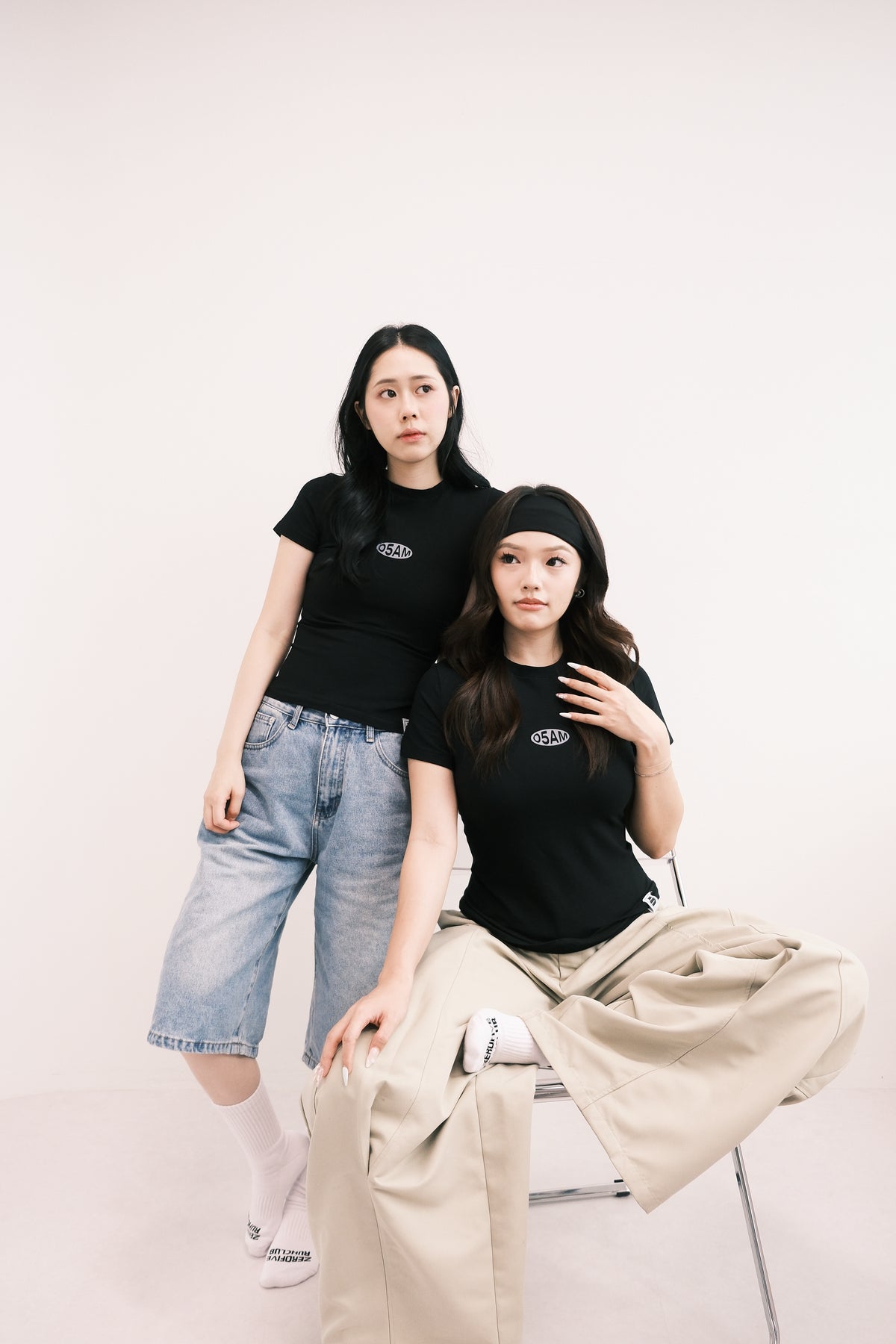 Zerofive Fitted Baby Tee in Jet Black