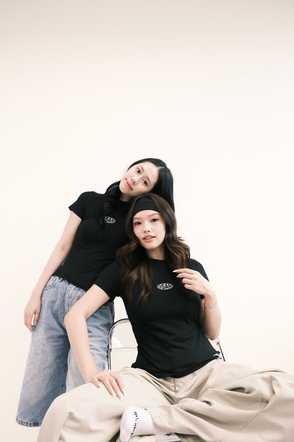 Zerofive Fitted Baby Tee in Jet Black