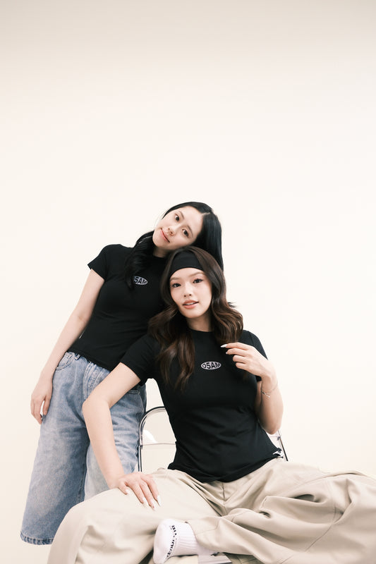 Zerofive Fitted Baby Tee in Jet Black