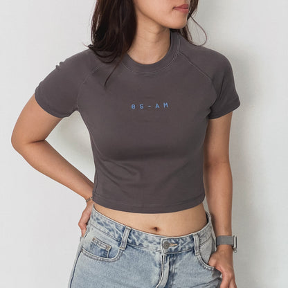 05-AM Dark Grey Raglan Baby Tee