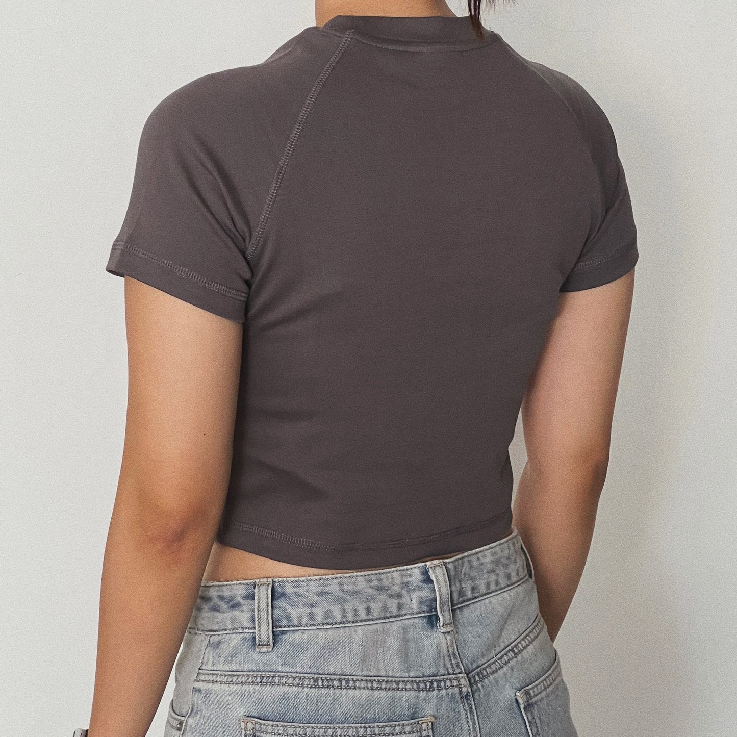 05-AM Dark Grey Raglan Baby Tee