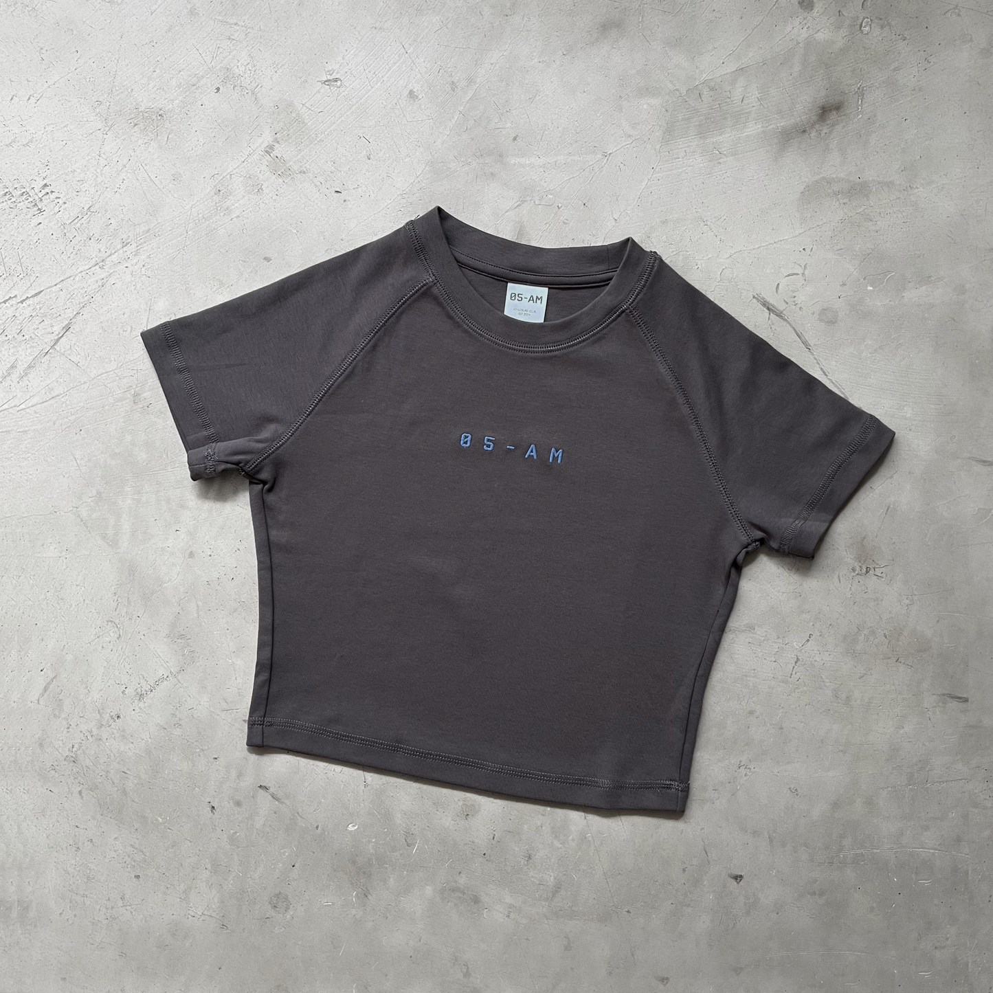 05-AM Dark Grey Raglan Baby Tee