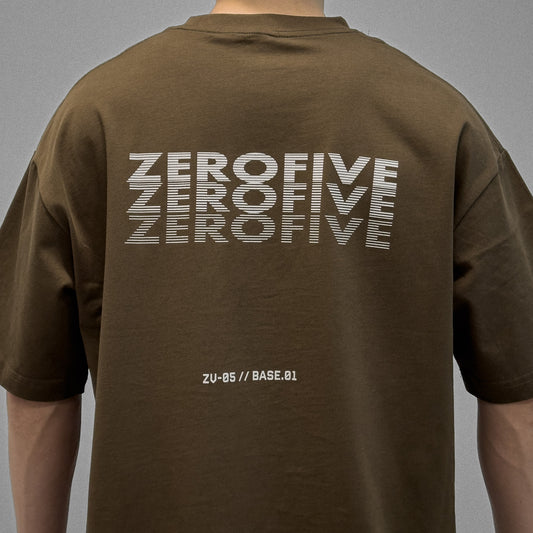 Zerofive Base Collection Brown Oversized T-Shirt