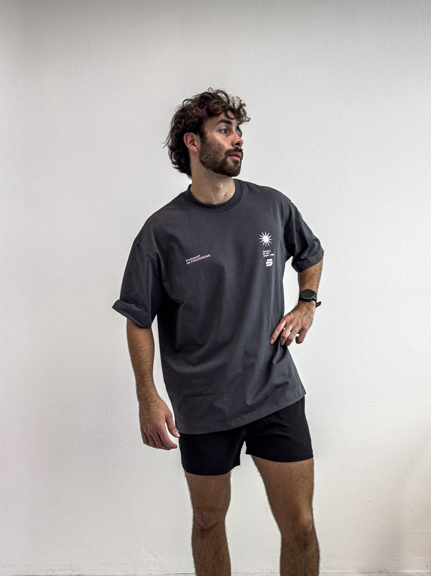 Zerofive Sunrise Collection Dark Grey Oversized Tee