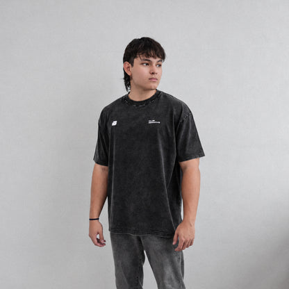 Zerofive Fightclub Acid Wash Charcoal Oversized Tee