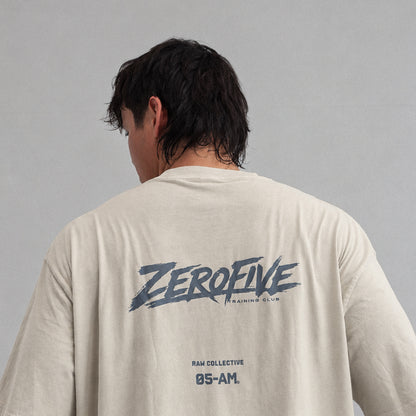 Zerofive Fightclub Acid Wash Bone Oversized Tee