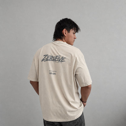 Zerofive Fightclub Acid Wash Bone Oversized Tee
