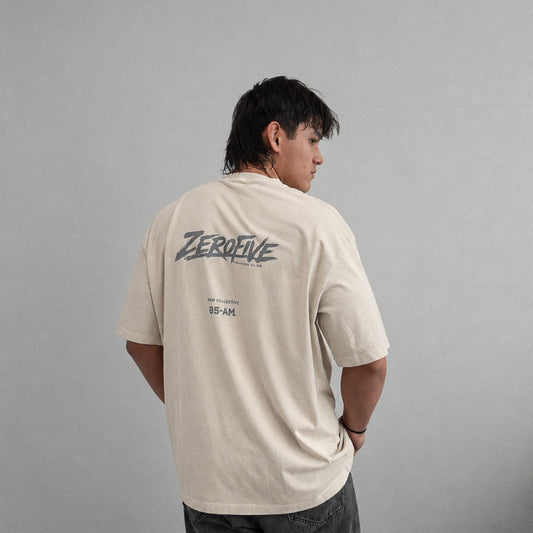 Zerofive Fightclub Acid Wash Bone Oversized Tee