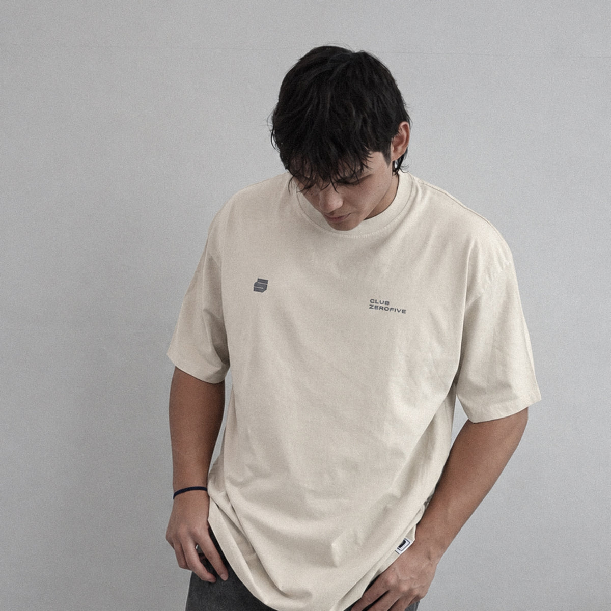 Zerofive Fightclub Acid Wash Bone Oversized Tee