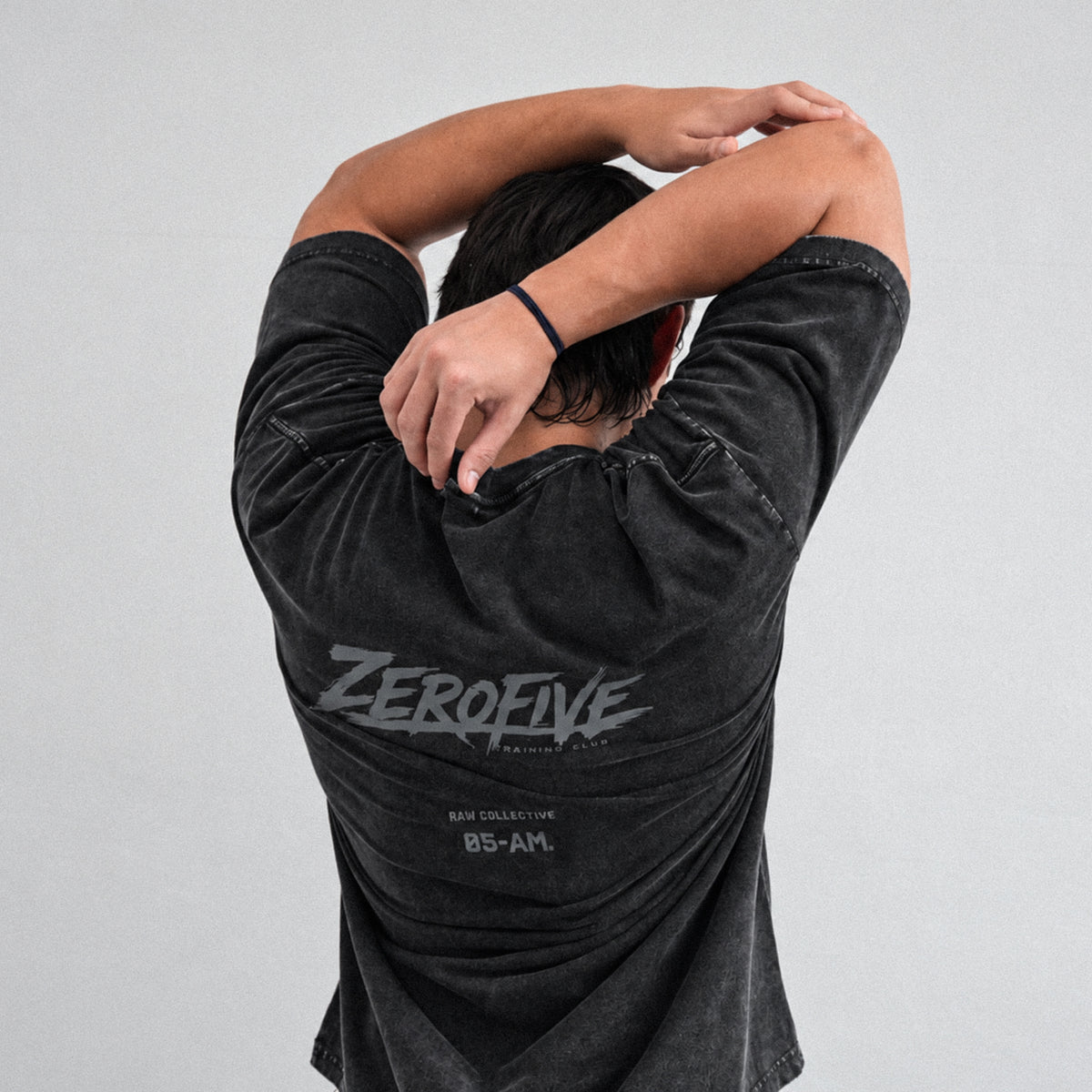 Zerofive Fightclub Acid Wash Charcoal Oversized Tee
