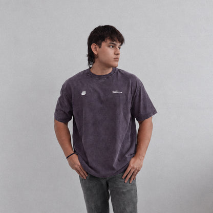 Zerofive Fightclub Acid Wash Plum Oversized Tee