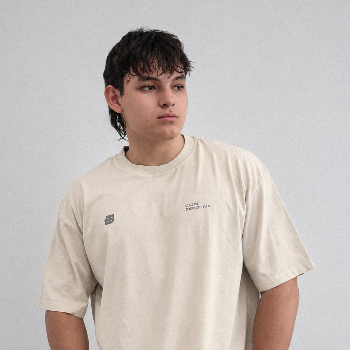 Zerofive Fightclub Acid Wash Bone Oversized Tee