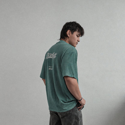 Zerofive Fightclub Acid Wash Retro Olive Oversized Tee