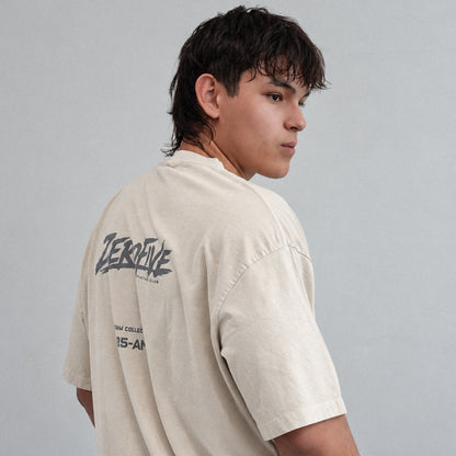 Zerofive Fightclub Acid Wash Bone Oversized Tee