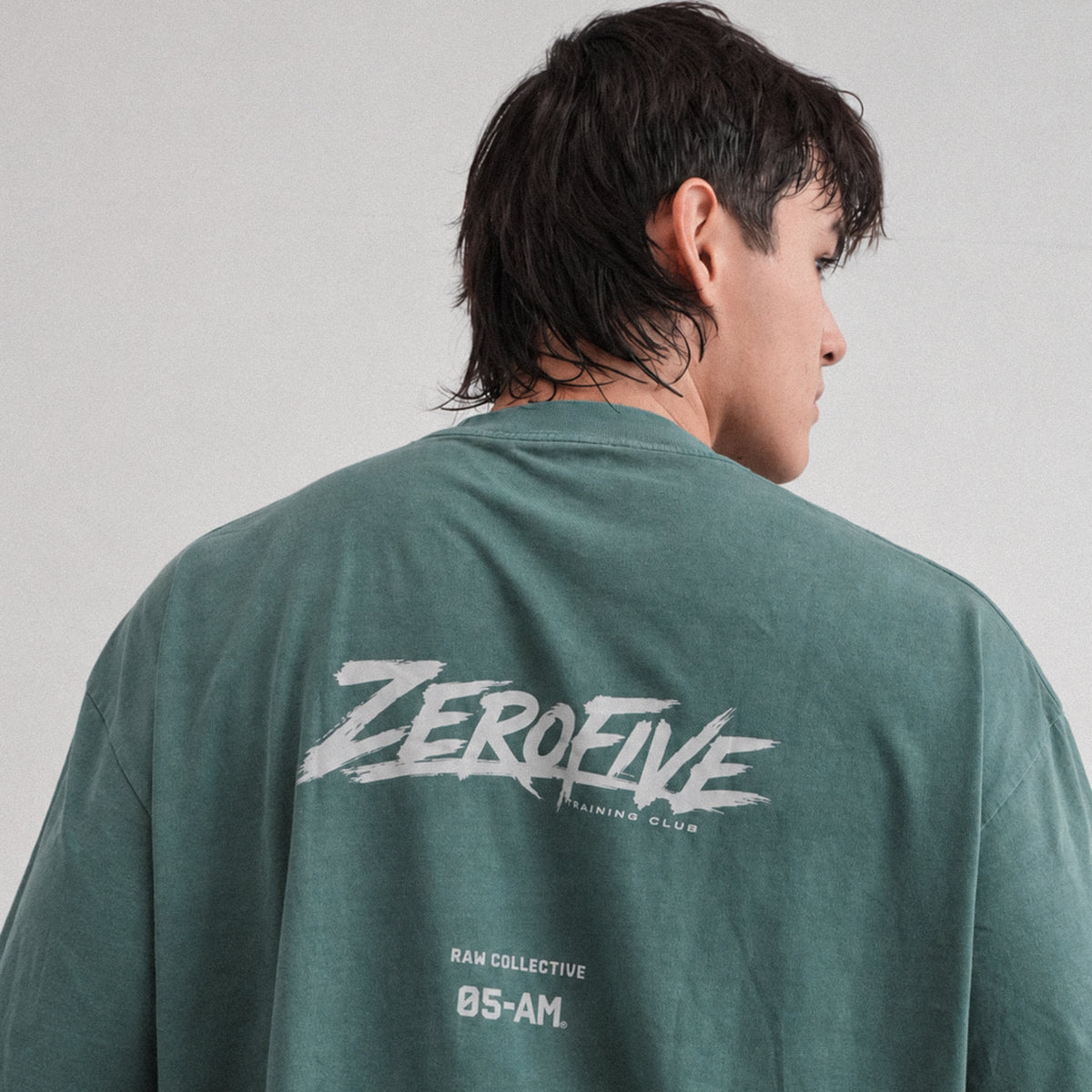 Zerofive Fightclub Acid Wash Retro Olive Oversized Tee