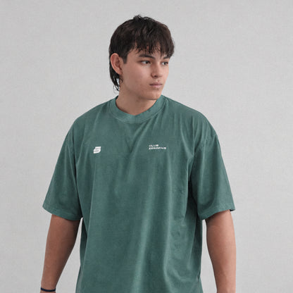 Zerofive Fightclub Acid Wash Retro Olive Oversized Tee