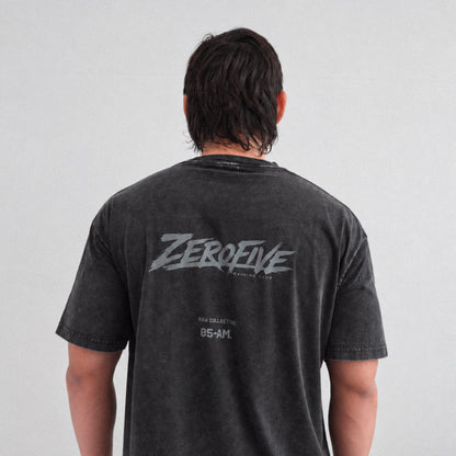 Zerofive Fightclub Acid Wash Charcoal Oversized Tee