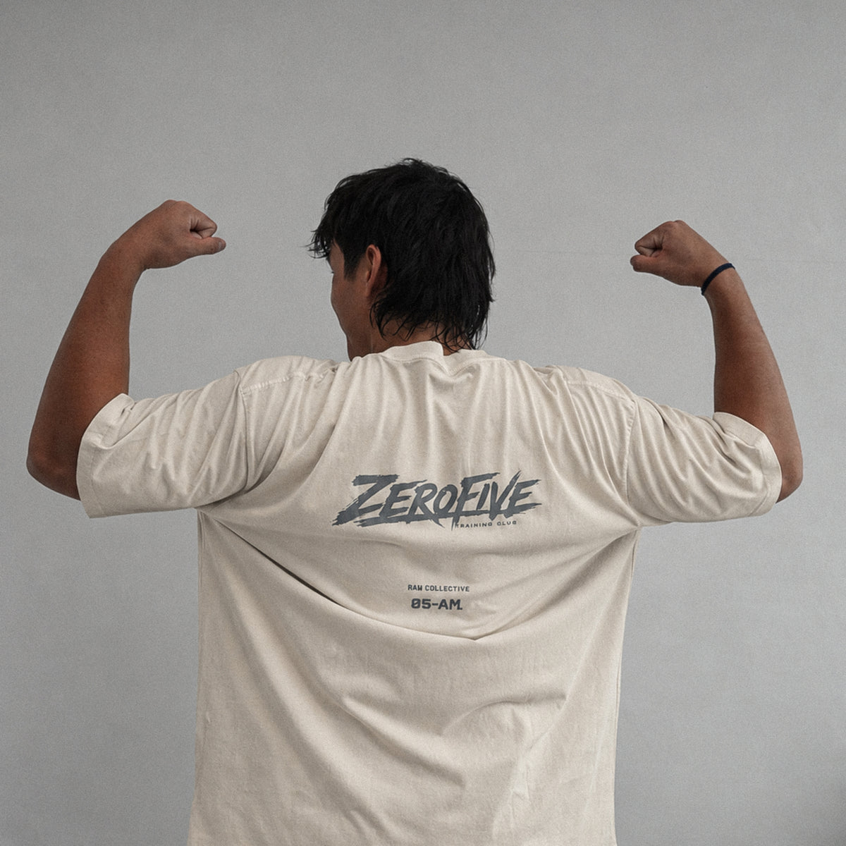 Zerofive Fightclub Acid Wash Bone Oversized Tee