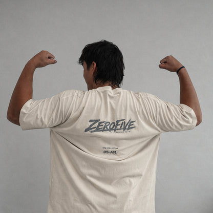 Zerofive Fightclub Acid Wash Bone Oversized Tee