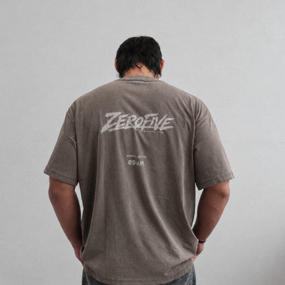 Zerofive Fightclub Acid Wash Coffee Brown Oversized Tee