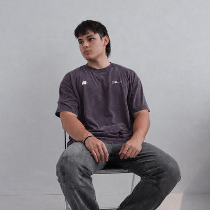Zerofive Fightclub Acid Wash Plum Oversized Tee